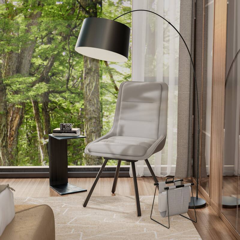Set of 2 Upholstered Swivel Dining Chairs PU Leather with Metal Legs - 18.5x18.5x37 inch