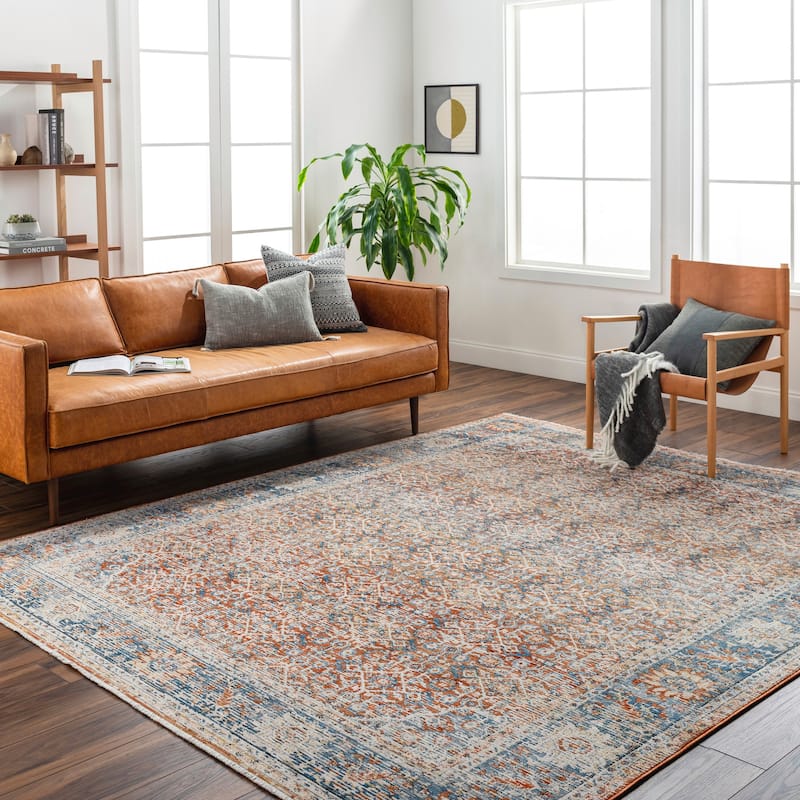Tiena Faded Classic Area Rug - 11' 11" x 15' 7" - Blue/Rust