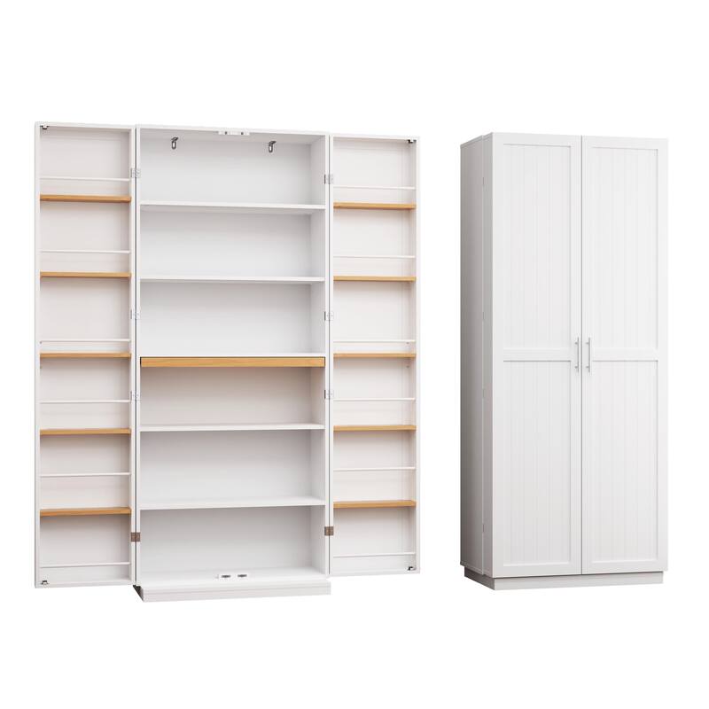 Kitchen Pantry Cabinet with Adjustable Shelves, Freestanding Storage Cabinet
