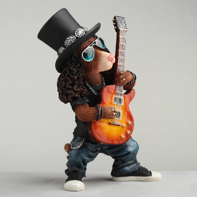 5.12 inches Height Polyresin Solidus Poodle Guitarist Multicolor Finish Figurine
