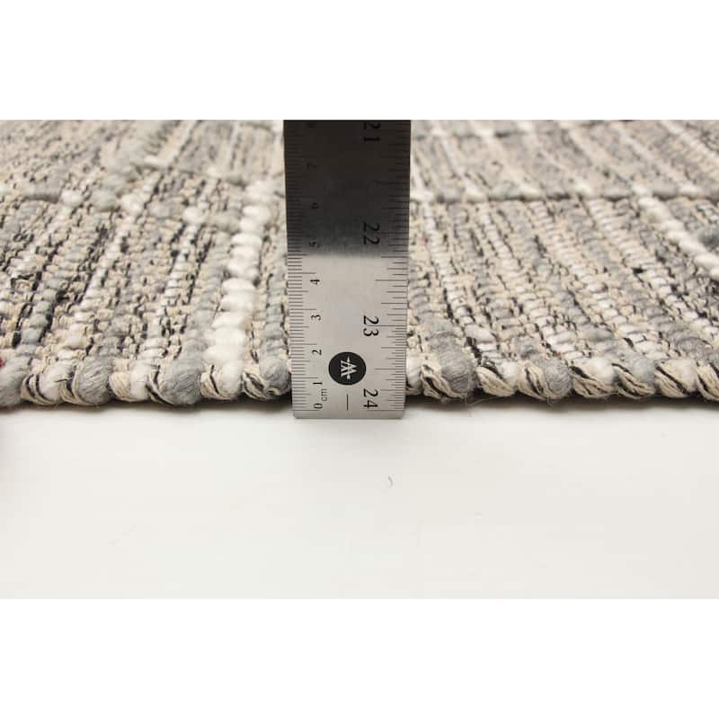 ECARPETGALLERY Braid weave Sienna Grey Wool Rug - 5'11 x 9'0