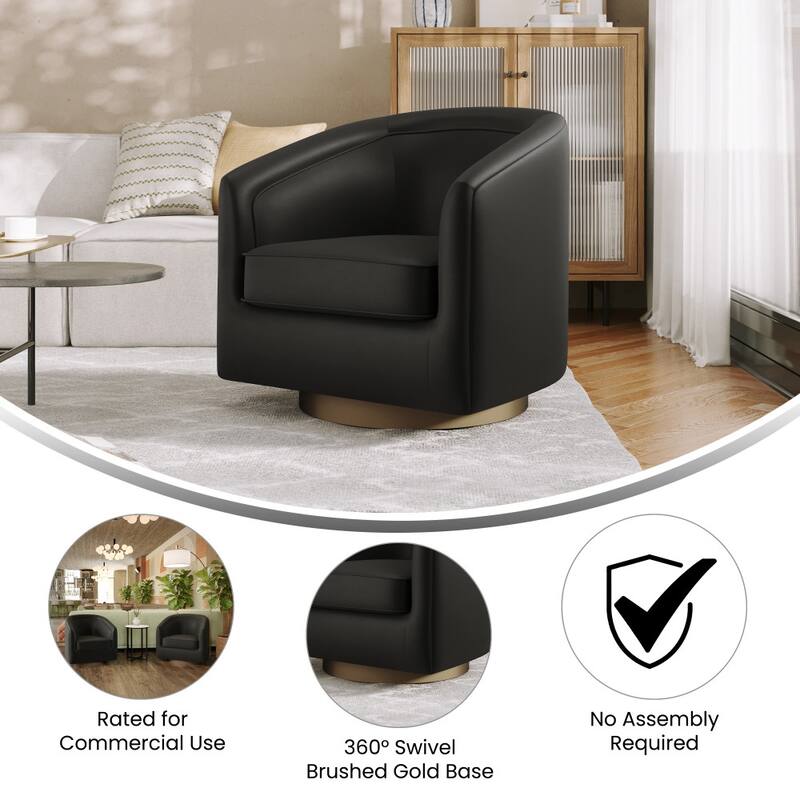 Club Style Swivel Commercial Barrel Accent Armchair - 27.25"D x 28.5"W x 30.75"H