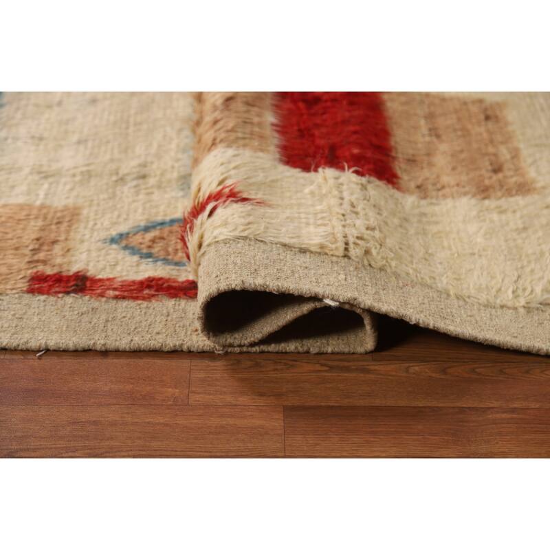 Hand Knotted Oriental 100% Wool Carpet Modern Tribal Beige & Ivories Moroccan Area Rug - 7' 10'' X 5' 7''