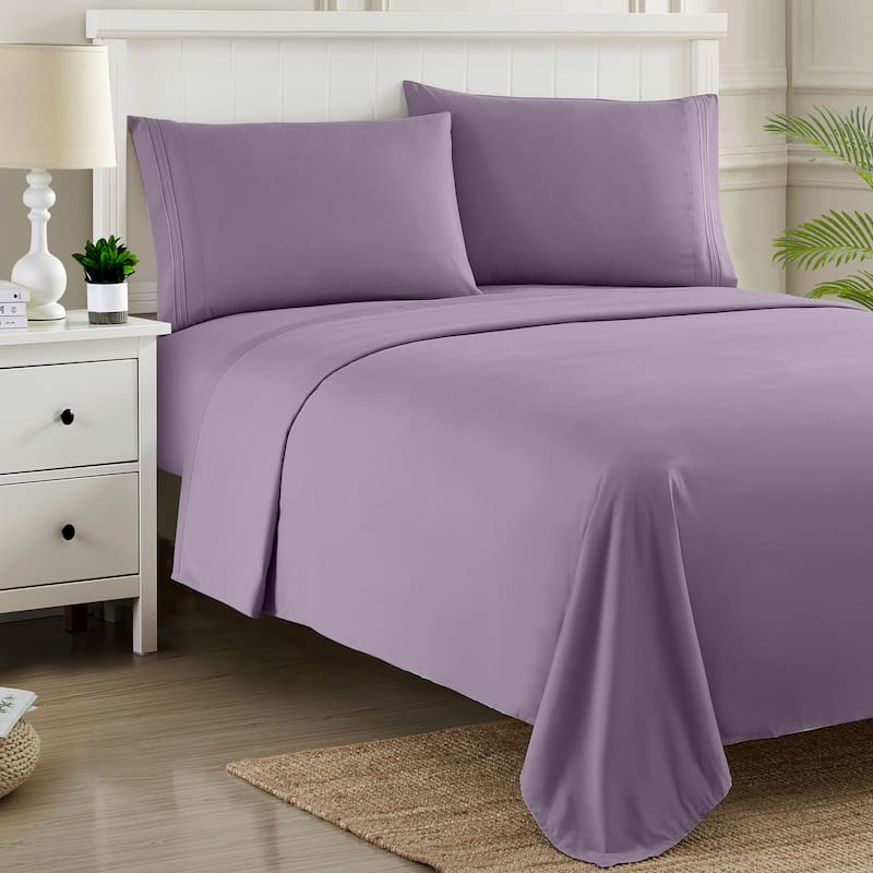 Sweet Home Collection Deep Pocket Soft Microfiber 4-Piece Solid Color Bed Sheet Set