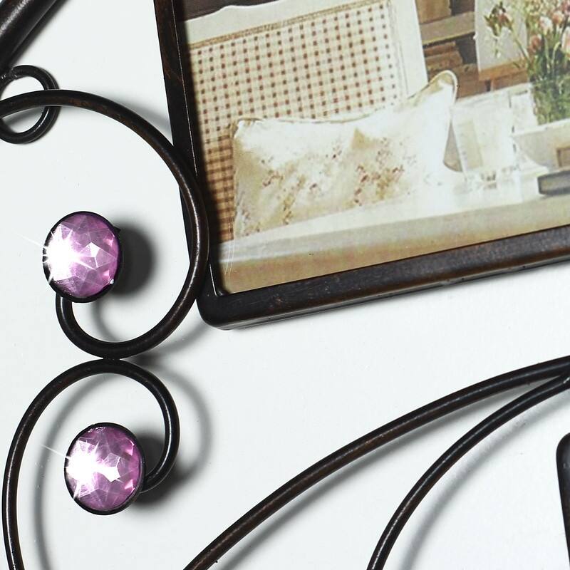 Adeco Brown Black Decorative 6-opening Collage Bronze Iron Metal Wall Hanging Scroll Picture Photo Frame