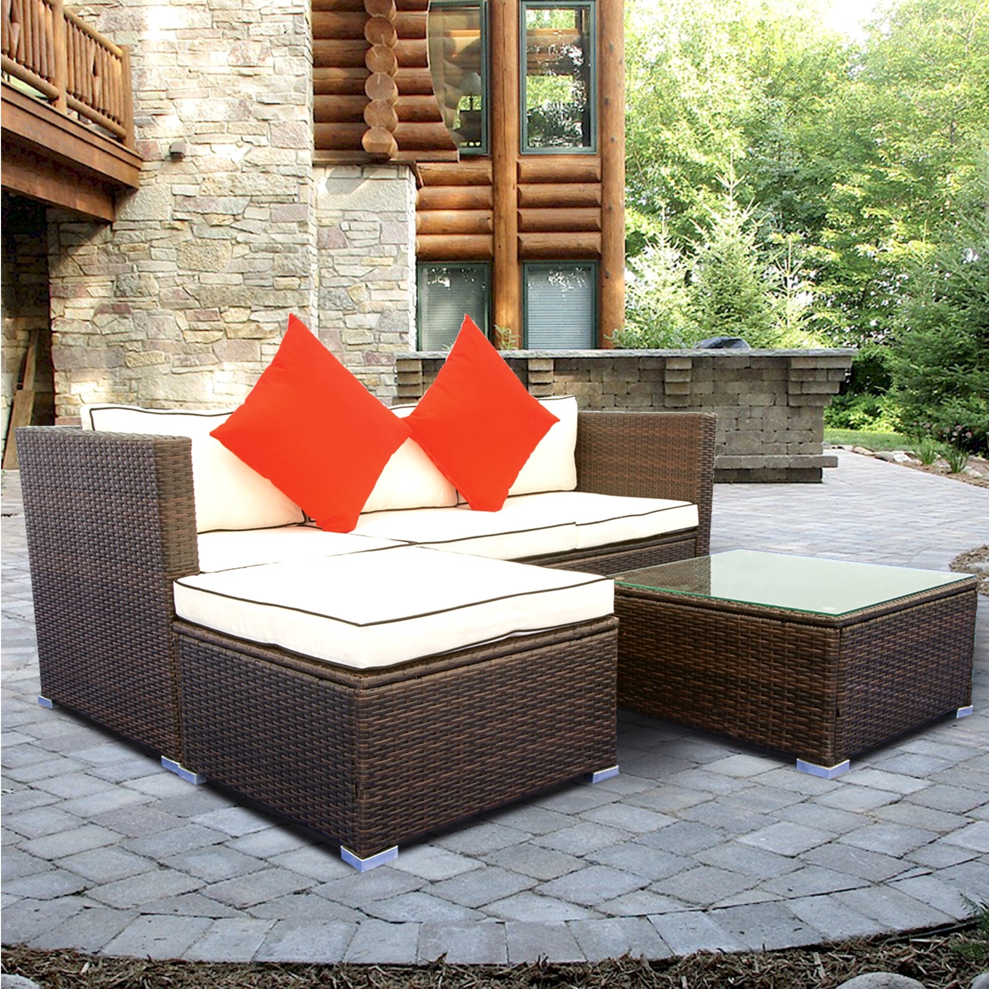 Outdoor settee cushions hot sale set of 3 clearance