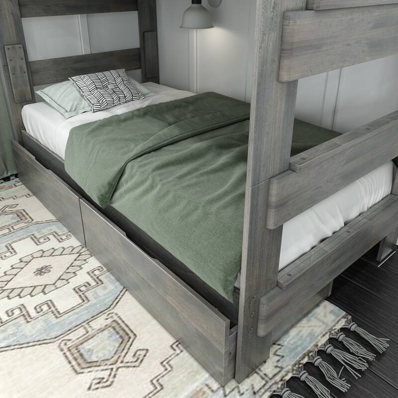 Max and Lily Farmhouse Twin over Twin Bunk Bed with Storage Drawers