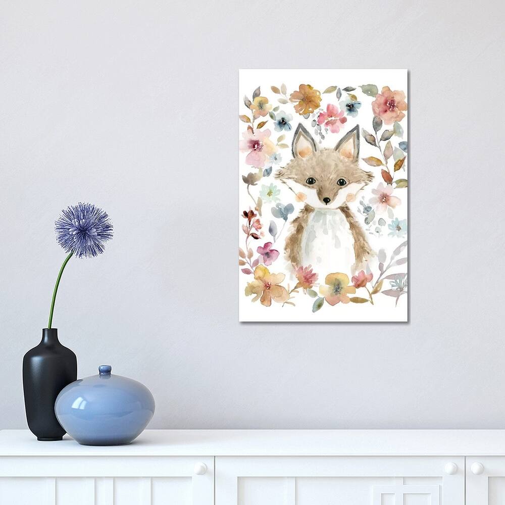iCanvas "Flowers & Friends Fox" by Carol Robinson Canvas Print
