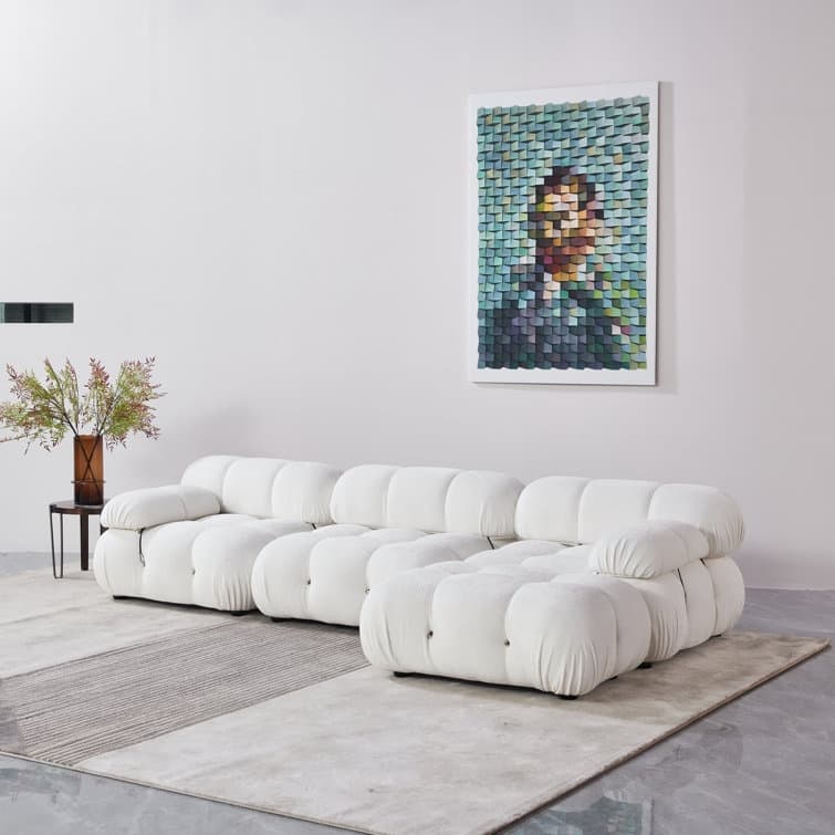 Daimion 4 Pieces Upholstered Sectional - White Chenille