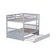 preview thumbnail 9 of 10, Full Size Rubberwood Bunk Bed with Pull-Out Trundle, Convertible to Two Separate Beds, Safety Guardrails and Ladder Included