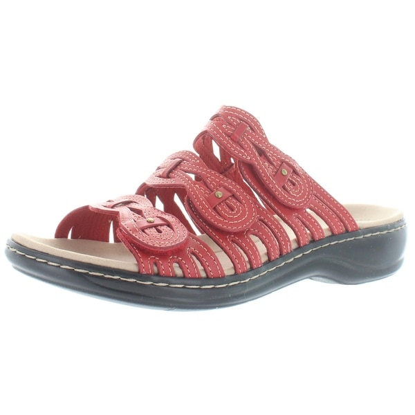 clarks red flat sandals