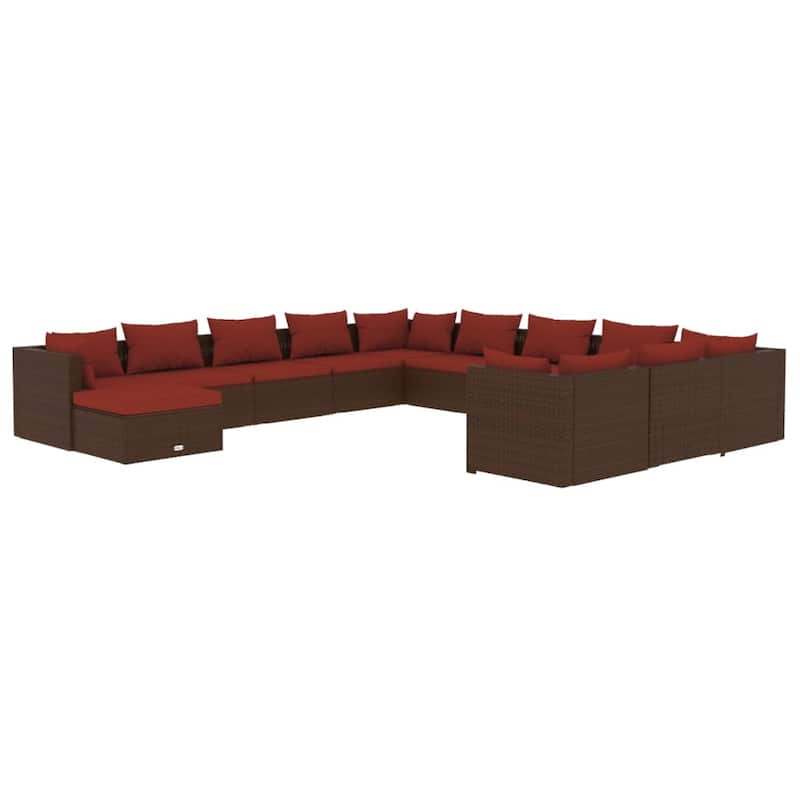 vidaXL Patio Lounge Set Outdoor Sectional Sofa Set Table Garden Poly Rattan - 27.6" x 27.6" x 23.8"
