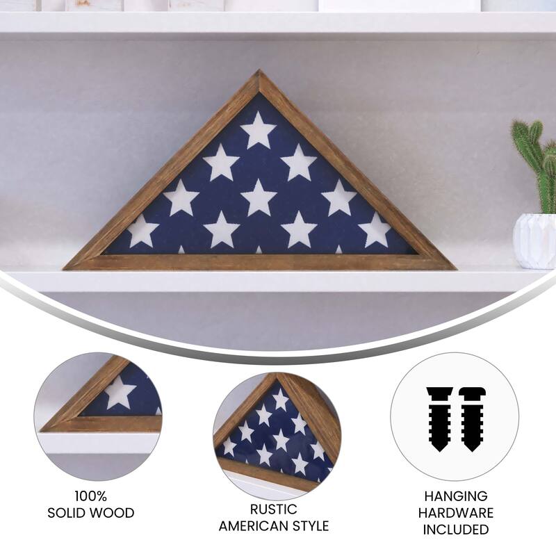 Solid Wood Display Case for 9.5 x 5 Veterans Flag