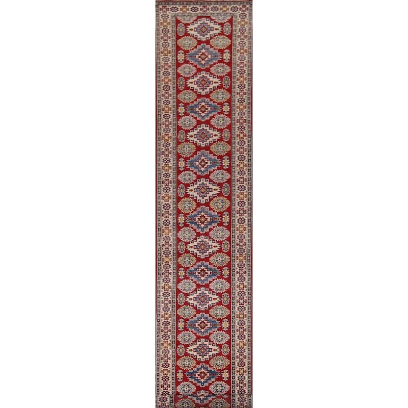 Kazak Oriental Rug Hand-Knotted Wool Carpet - 2'7" x 19'3"