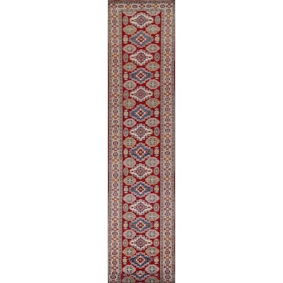 Kazak Oriental Rug Hand-Knotted Wool Carpet - 2'7" x 19'3"