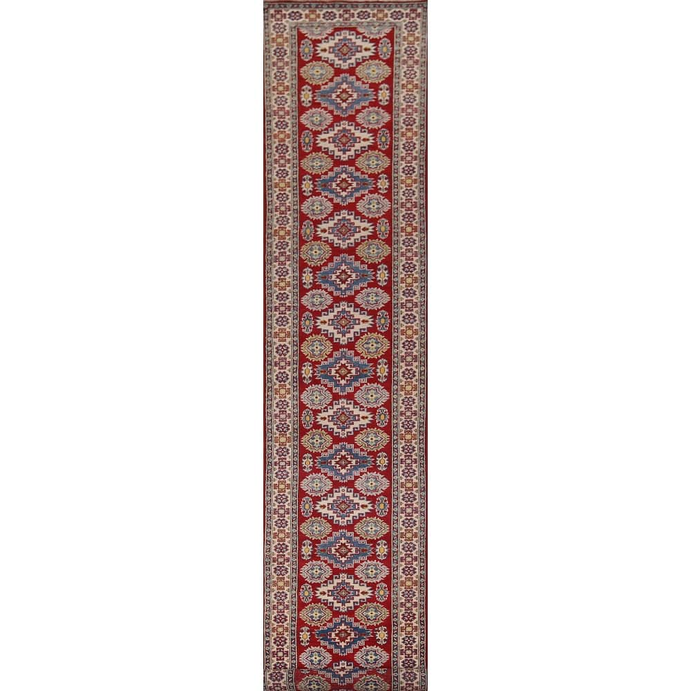 Kazak Oriental Rug Hand-Knotted Wool Carpet - 2'7" x 19'3"