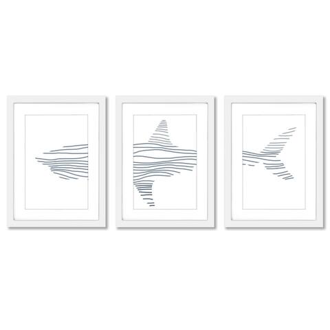 Nursery Shark Illustration Jetty Home Minimalist - 3 Piece Gallery Print Art Set