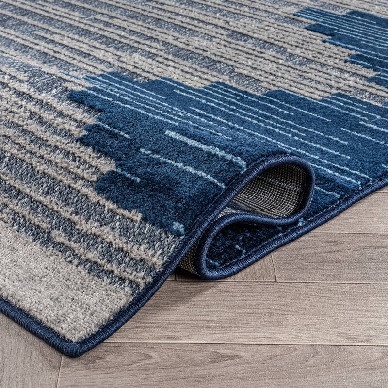 World Rug Gallery Indoor/Outdoor High-Low Textured Area Rug, Geometric Easy-Clean Patio Rug