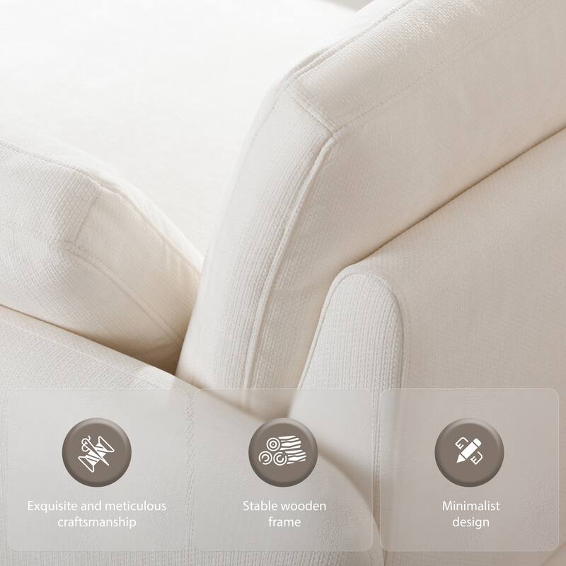 Oversized Chenille Single Sofa Chair with Pillows, 42.5" Wide & 32" Deep Seat Accent Chair Upholstered Armchair Lounge Chairs