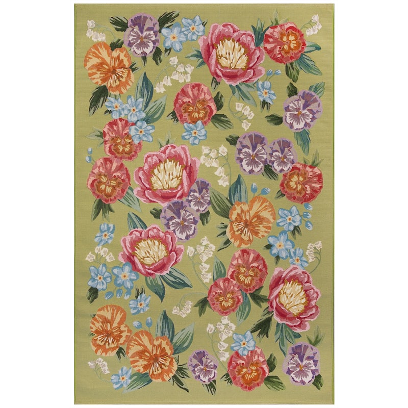 Liora Manne Marina Secret Garden Indoor/Outdoor Area Rug - Green - 6'6" x 9'4"