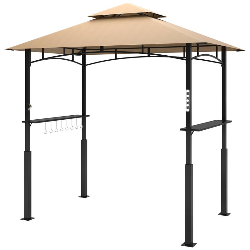 8' x 5' Outdoor Grill Gazebo Shelte in Dark Brown