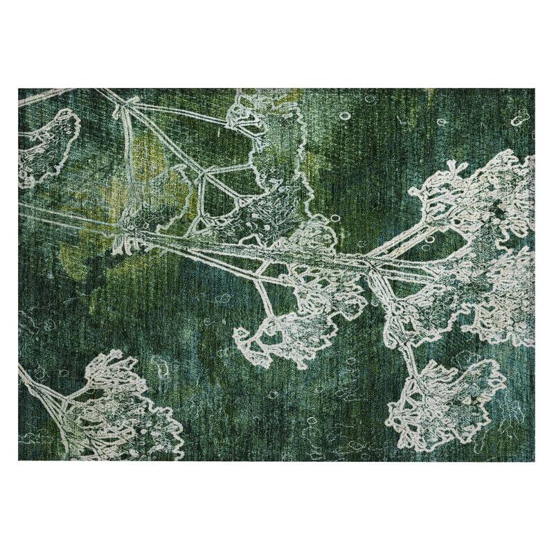 Machine Washable Indoor/ Outdoor Modern Floral Chantille Rug