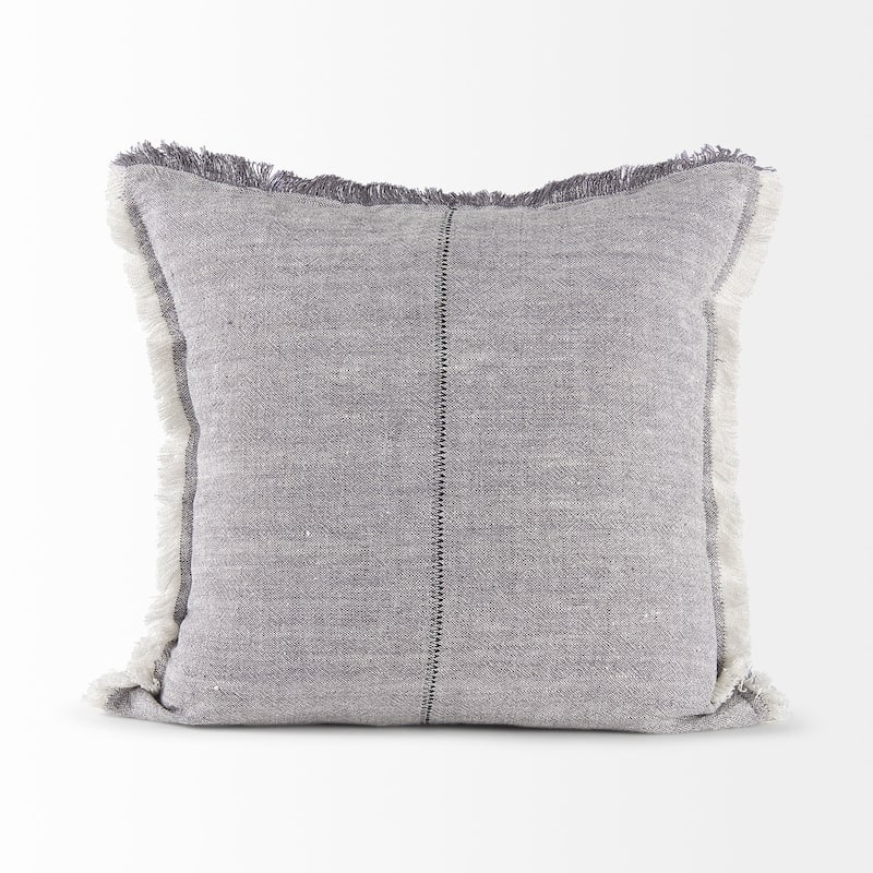 Thais 13L x 21W Light Gray Fabric Fringed Decorative Pillow Cover