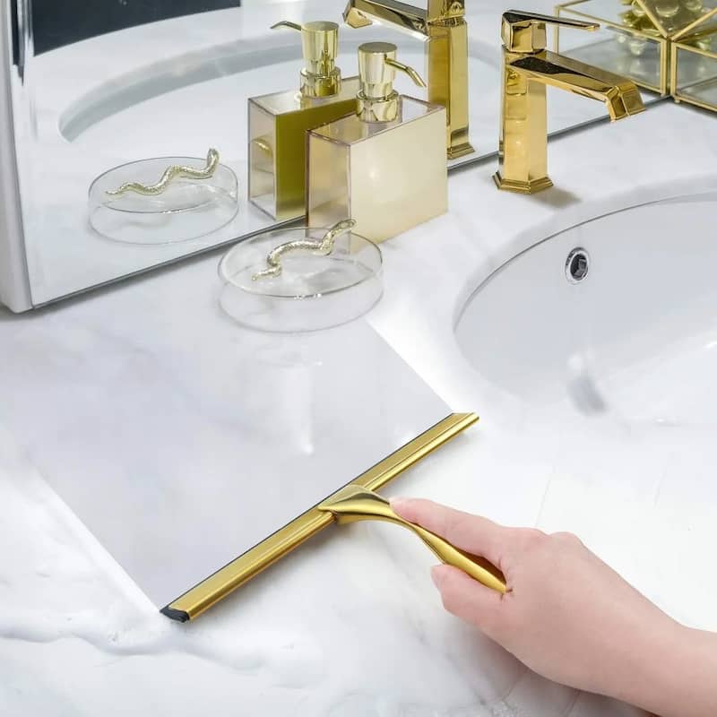 Gold Stainless Steel Window Bathroom Cleaning Squeegee - 10"