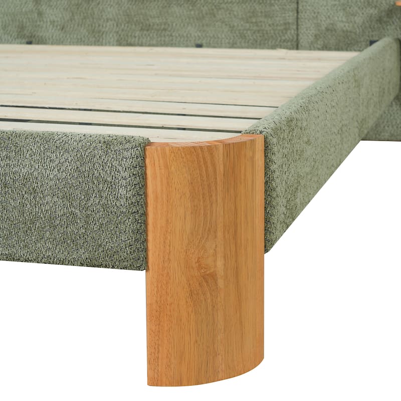 Christopher Knight Home - Modern Boucle Upholstered Platform Bed with Built-In Floating Shelves