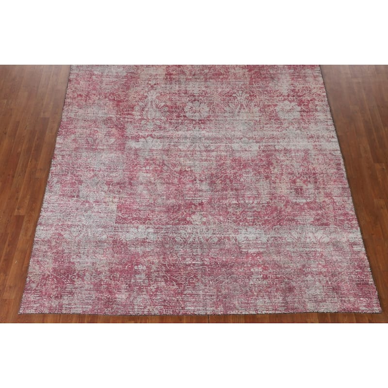 Pink Abstract Modern Area Rug Hand-Knotted Wool Carpet - 8'1"x 11'5"