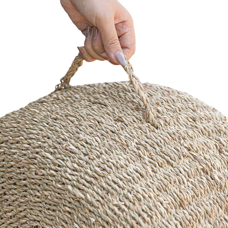 Made4Home Cera Round Natural Woven Accent Ottoman Pouf