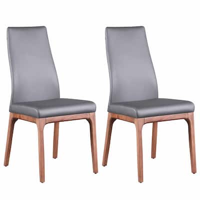 Somette Modern Contour Back Side Chair with Wood Base, Set of 2