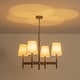 preview thumbnail 10 of 9, 29.5 in. Modern Classic Distressed Antique Brass 4-Light Chandelier with Light Brown Linen Cone Shade for Living & Dining Room