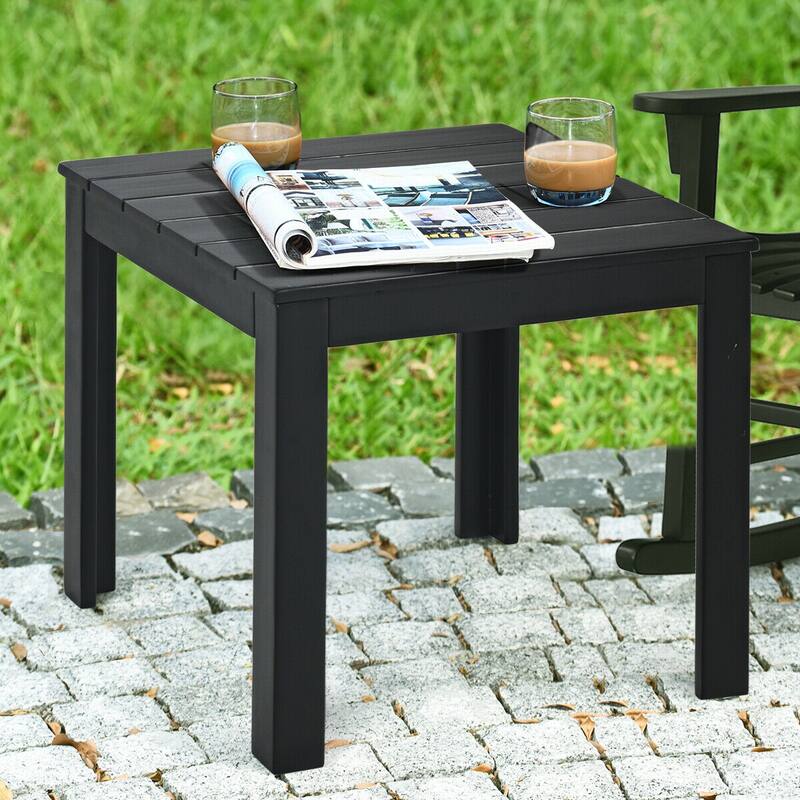 Gymax 2PCS Wooden Square Side End Table Patio Coffee Bistro Table - See Details