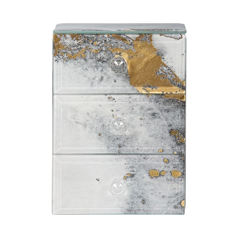 Mele and Co Maura Marbled Glass Jewelry Box with Gold Accents