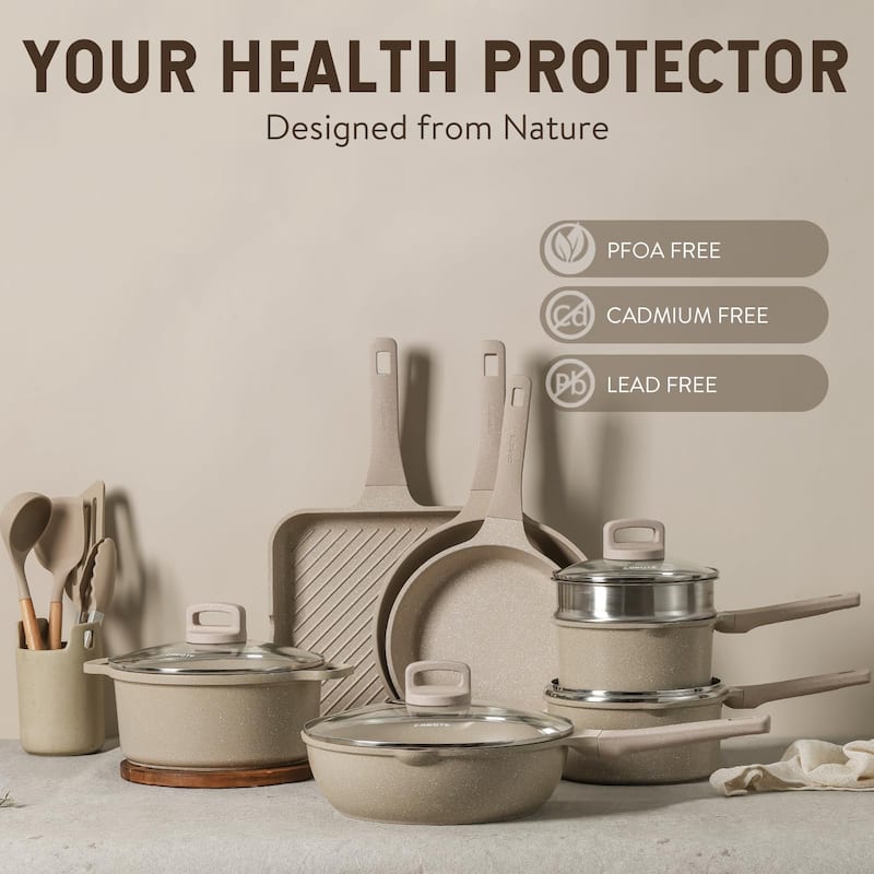 Pots and Pans Set Nonstick, 16Pcs Kitchen Cookware Sets, Stackable