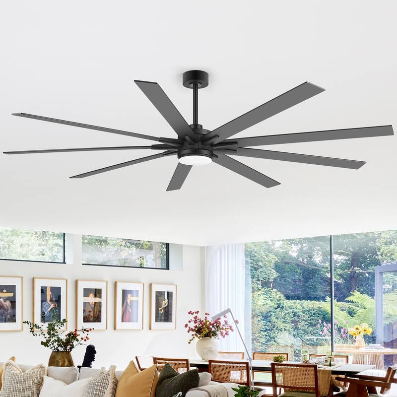 36/42/52/56/72/84-Inch Reversible 3/5/9-Blade Integrated LED Ceiling Fan with Light Remote - 84 Inches 9-Blade