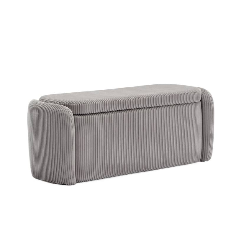 House Hold Storage Ottoman,Bedroom End Bench,Upholstered Fabric Storage Ottoman with Safety Hinge
