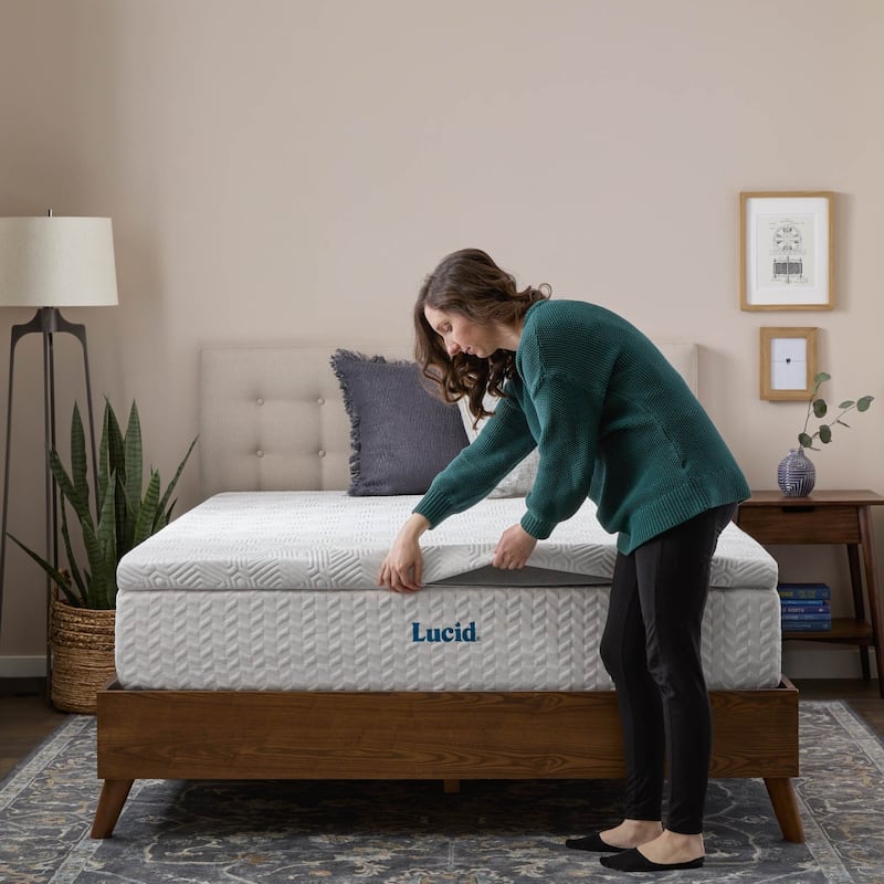 Lucid Bamboo Charcoal and Gel Memory Foam Covered Mattress Topper 2,3,4 inch - N/A