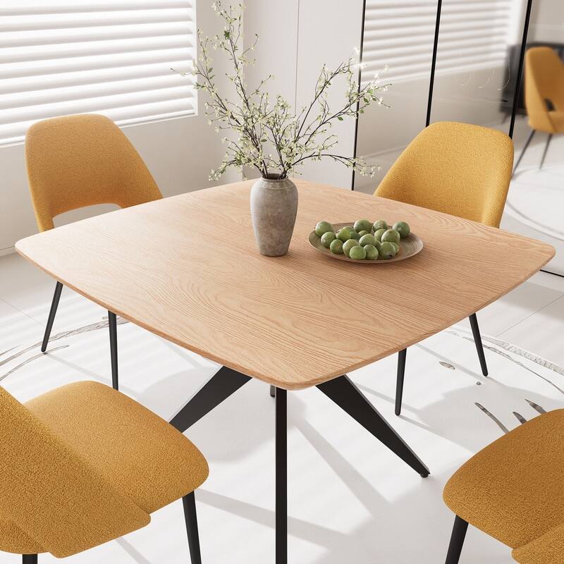 Modern Square Dining Table for 2-4, Small Kitchen Table with Metal Legs