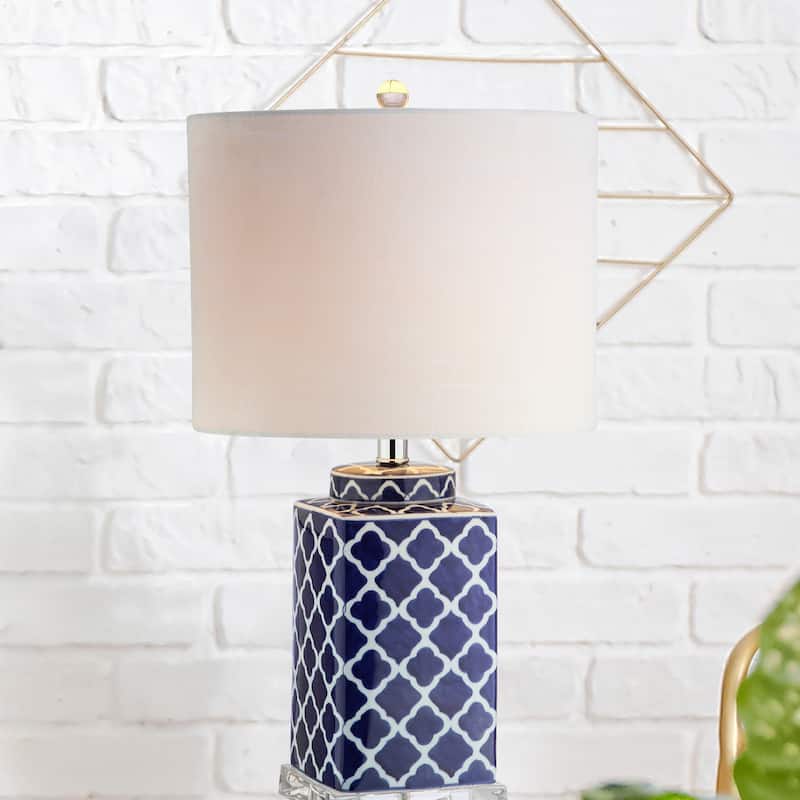 Swirl 23" Chinoiserie LED Table Lamp, Blue/White by JONATHAN Y