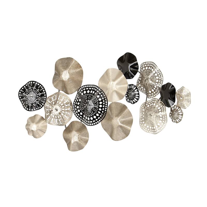 Metal Plate Textured Wall Decor with Black Accents - Silver - Roche River Decor