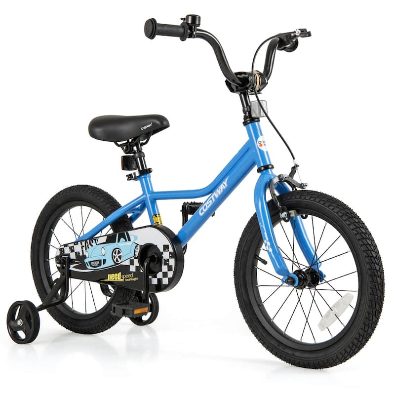 Costway 12"/14"/16"/18" Kids Training Bike with Removable Training - 16" Navy - 16 inch