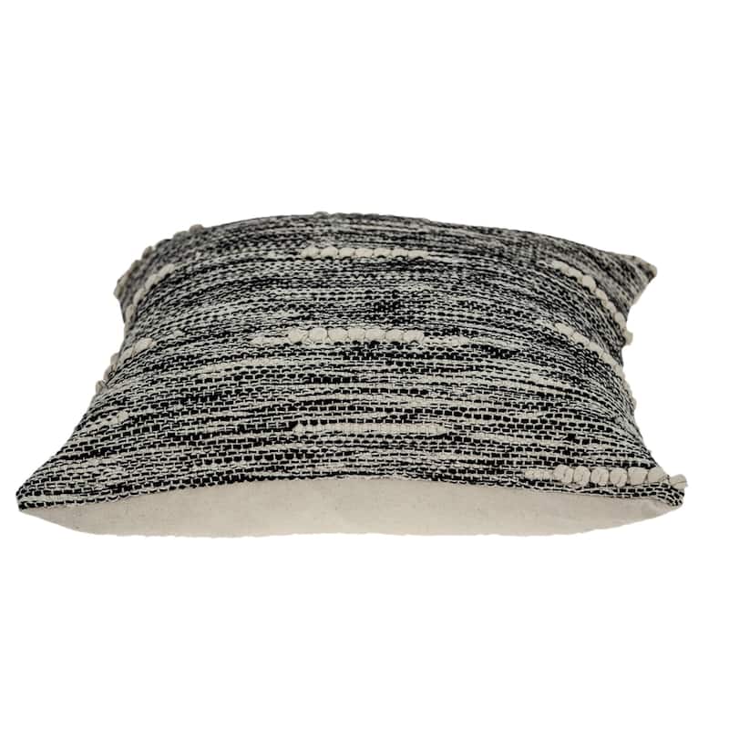 Hand Woven Striped Throw Pillow - 18" - Beige and Black