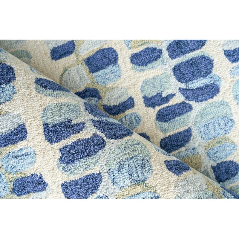 EXQUISITE RUGS Colorplay Hand-tufted New Zealand Wool Navy/Beige Area Rug.