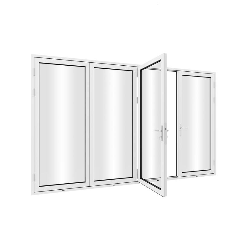 KaMic 120" x 96" 4-Panel Aluminum Patio Folding Door Right to Left-Outswing