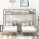 preview thumbnail 3 of 16, Full over Twin & Twin Size Bunk Bed with Built-In Shelf and Guardrail