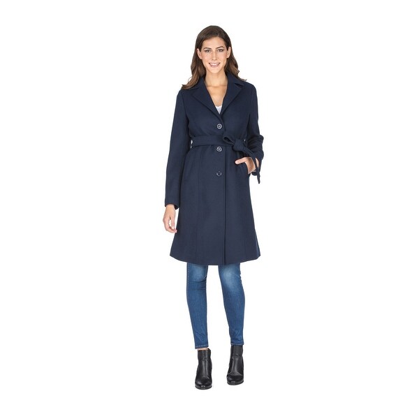 Haute Edition Women' Walker Wool Blend 3/4 Belted Long Jacket. Opens flyout.