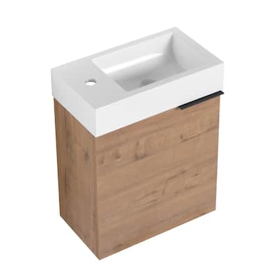 Compact Bathroom Vanity with Scratch-Resistant Finish, Soft-Close Doors, and Resin Basin - 18.1in L