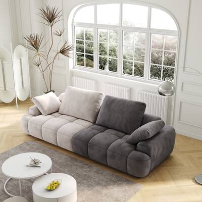 Spacious 3-Seat Suede Couch - Modern Sofa with Eucalyptus Frame, Easy Assembly, Perfect for Living Room